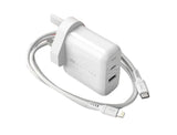 Feeltek Fast Charging Dual Pack (Elec PD UK Charger 30W + USB-C to Lightning Cable 180 cm) - White - GulfStore.com