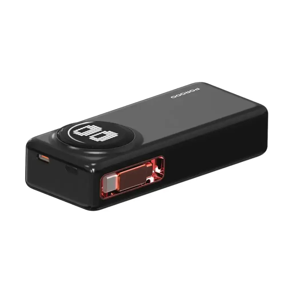 Porodo 10000Mah Animated Display Power Bank 68Cm Retractable Type-C (PD-PBFCH072-BK) - GulfStore.com