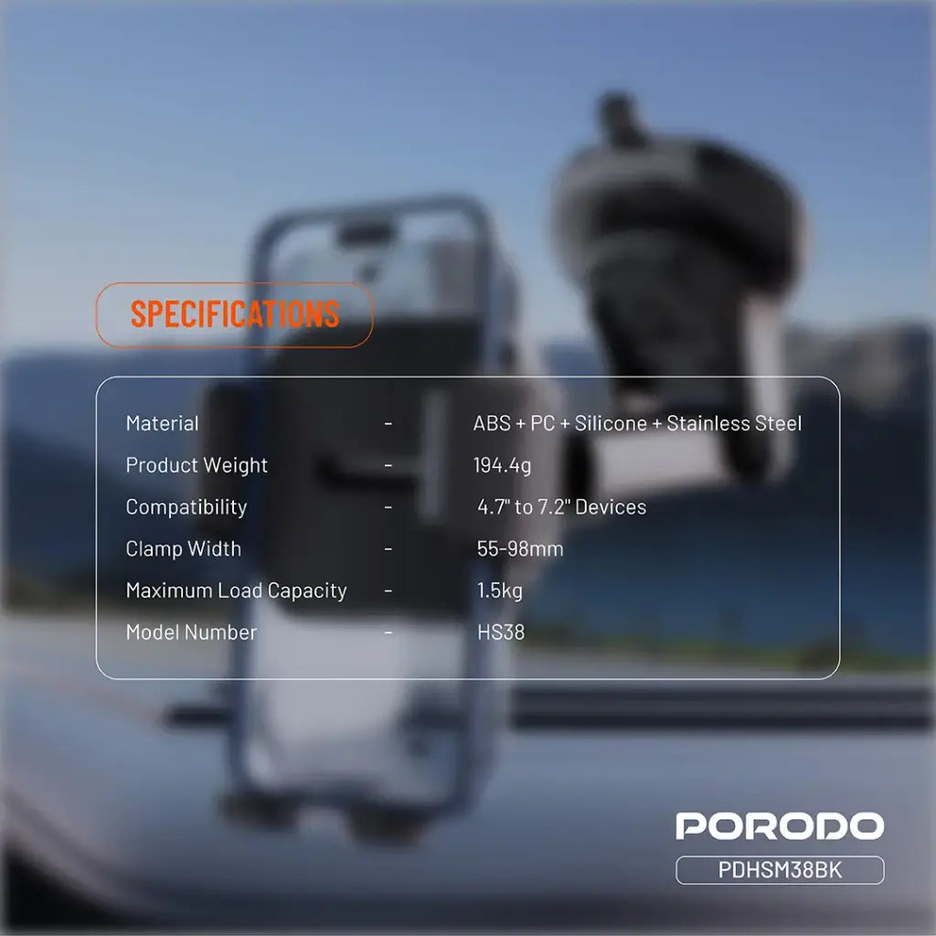 PDHSM38BK | طقم حامل هاتف متعدد الوظائف 3 في 1 من بورودو | أسود
