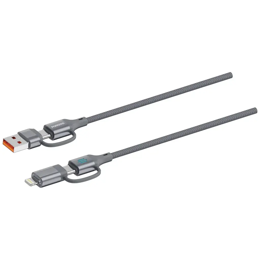 PDCDCGY | Porodo 4in1 High Speed Charging Cable 1M - Grey