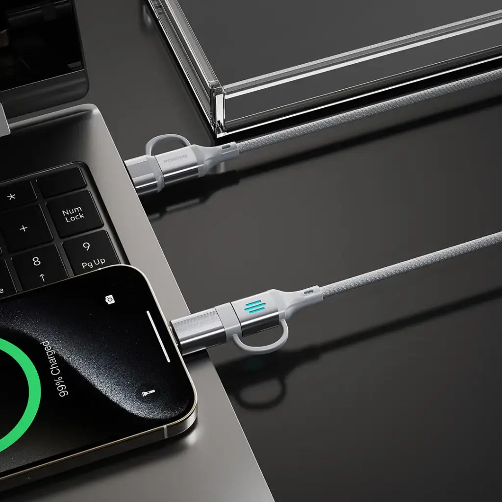 PDCDCSL | Porodo 4in1 High Speed Charging Cable 1M - Silver
