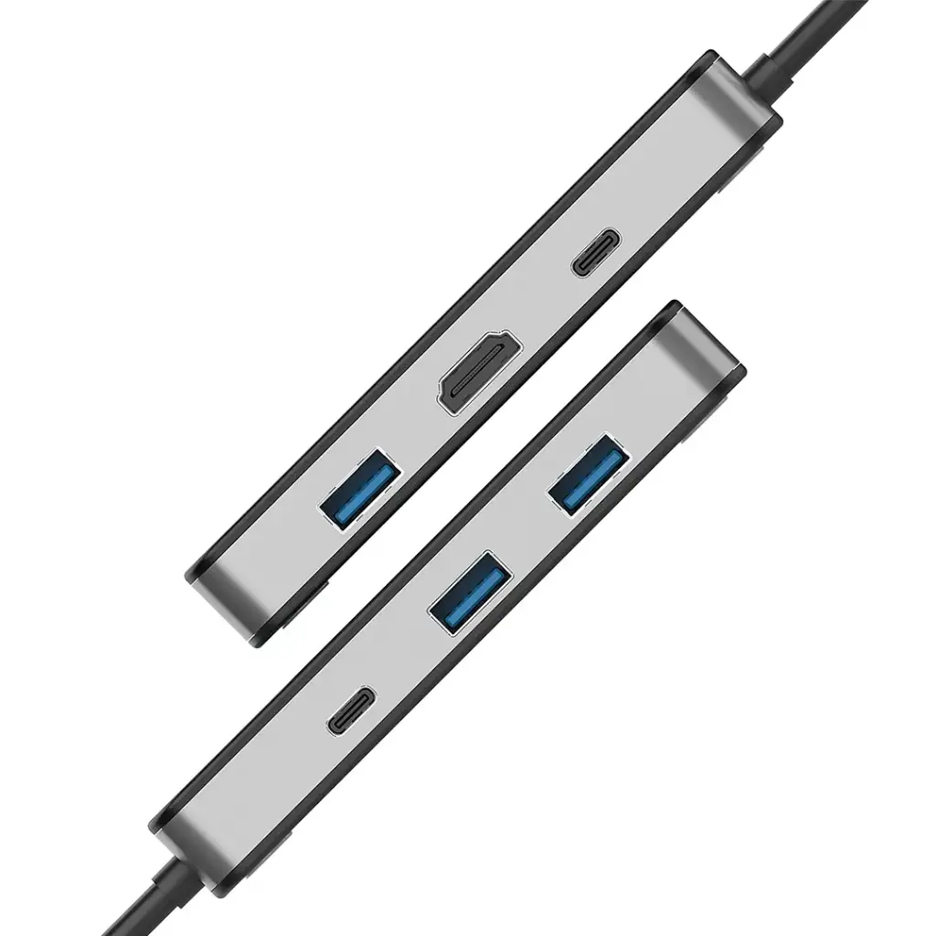 Porodo 6-In-1 Multi-Port USB-C Hub with Smart Digital Display - Gray