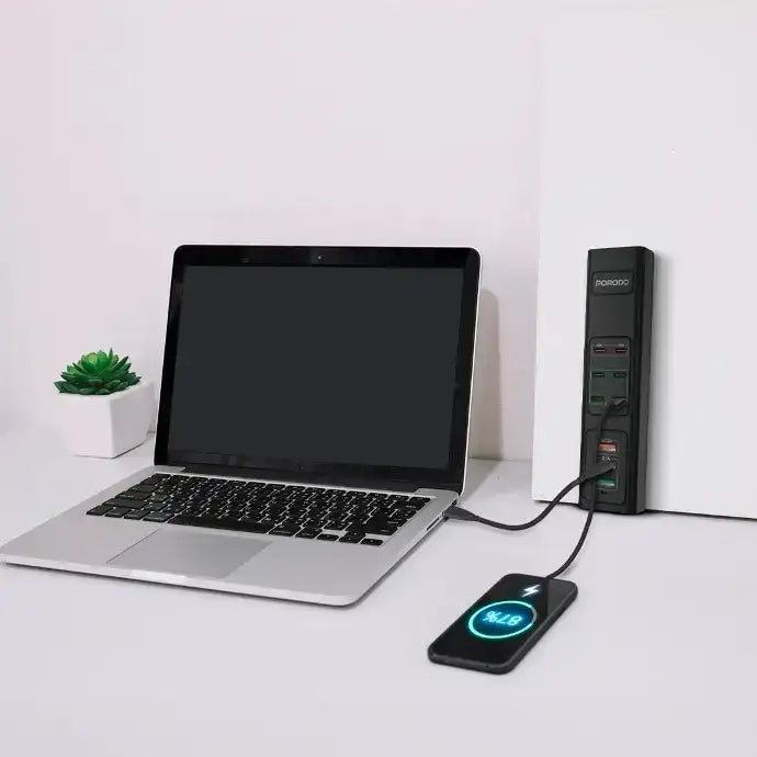 PD-FWCH031-BK , Porodo FWC031 85W Multi-Port USB Charging Hub - Black - GulfStore.com