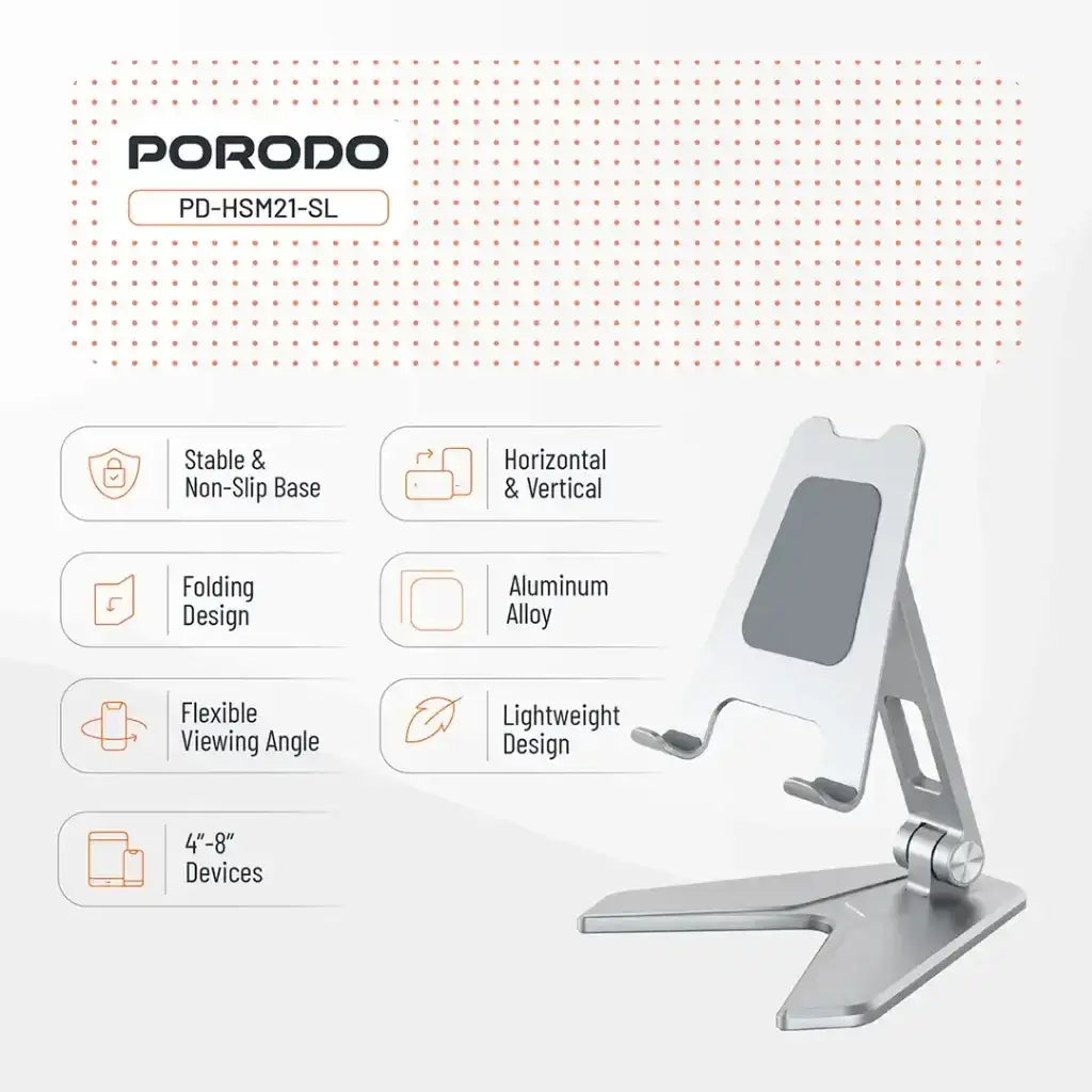 Porodo Aluminum Alloy Mobile Stand (PD-HSM21-SL) - GulfStore.com