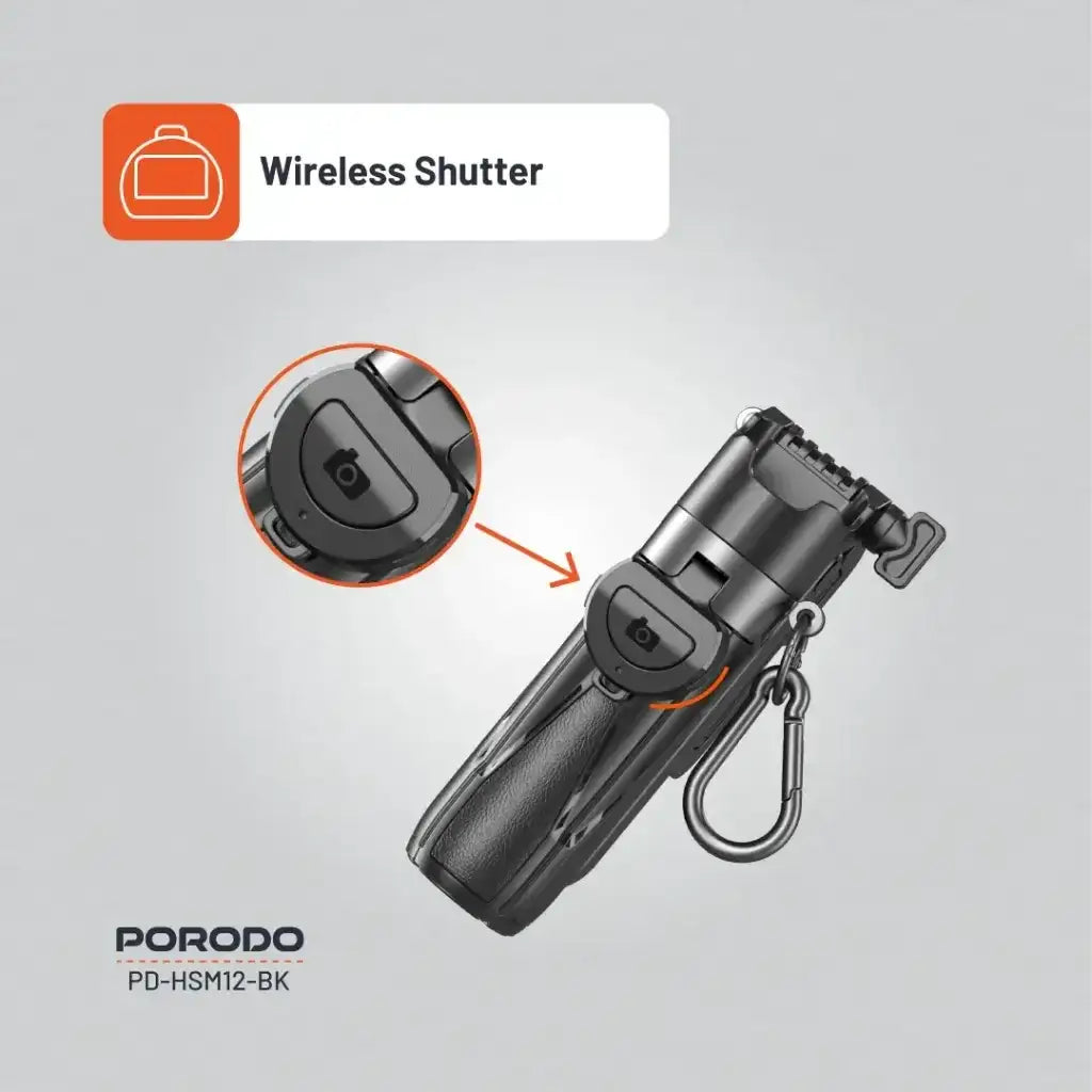 PD-HSM12-BK , Porodo Hs12 Quad -Base Camera Shutter Selfie -Black - GulfStore.com