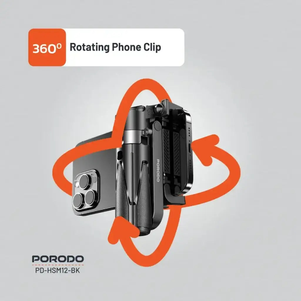 PD-HSM12-BK , Porodo Hs12 Quad -Base Camera Shutter Selfie -Black - GulfStore.com