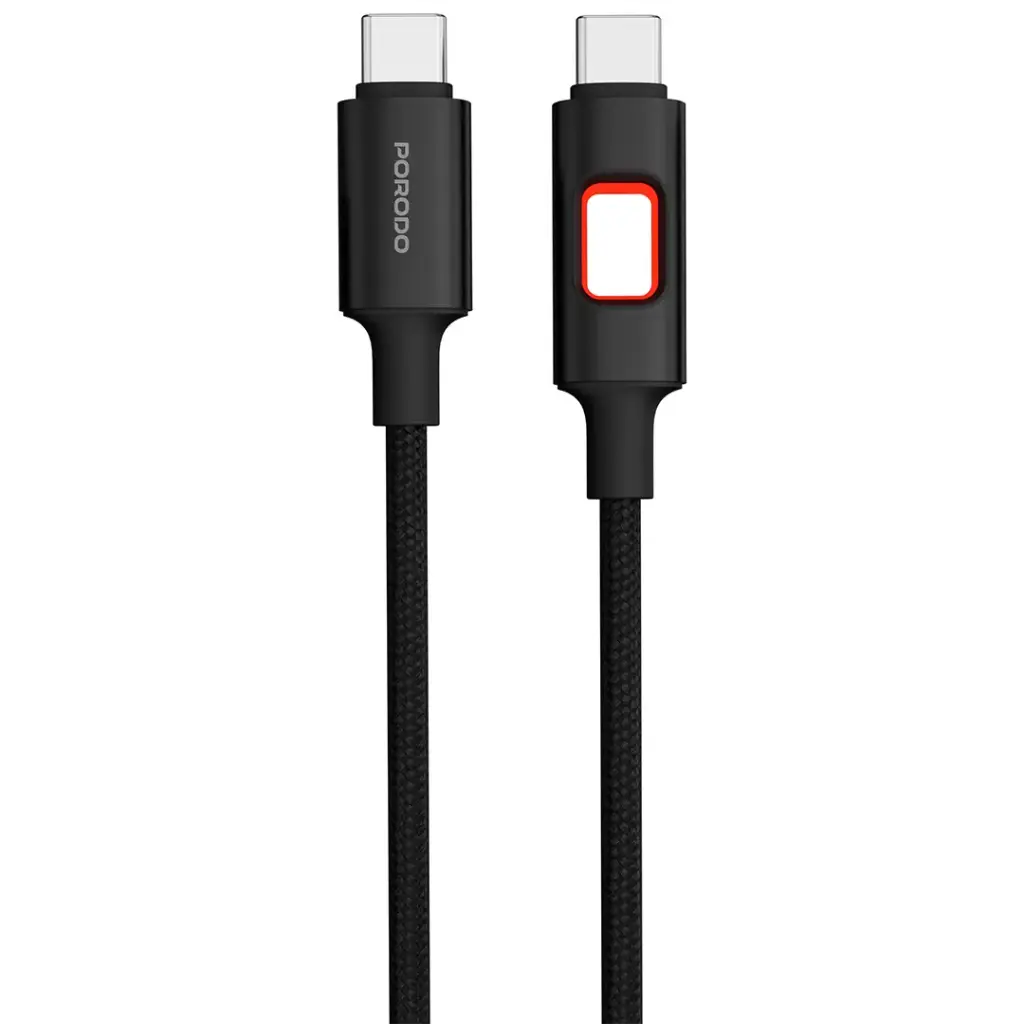 PDCBLXGH04 | Porodo Led Braided Usb-C To Usb-c Cable 60W - Black