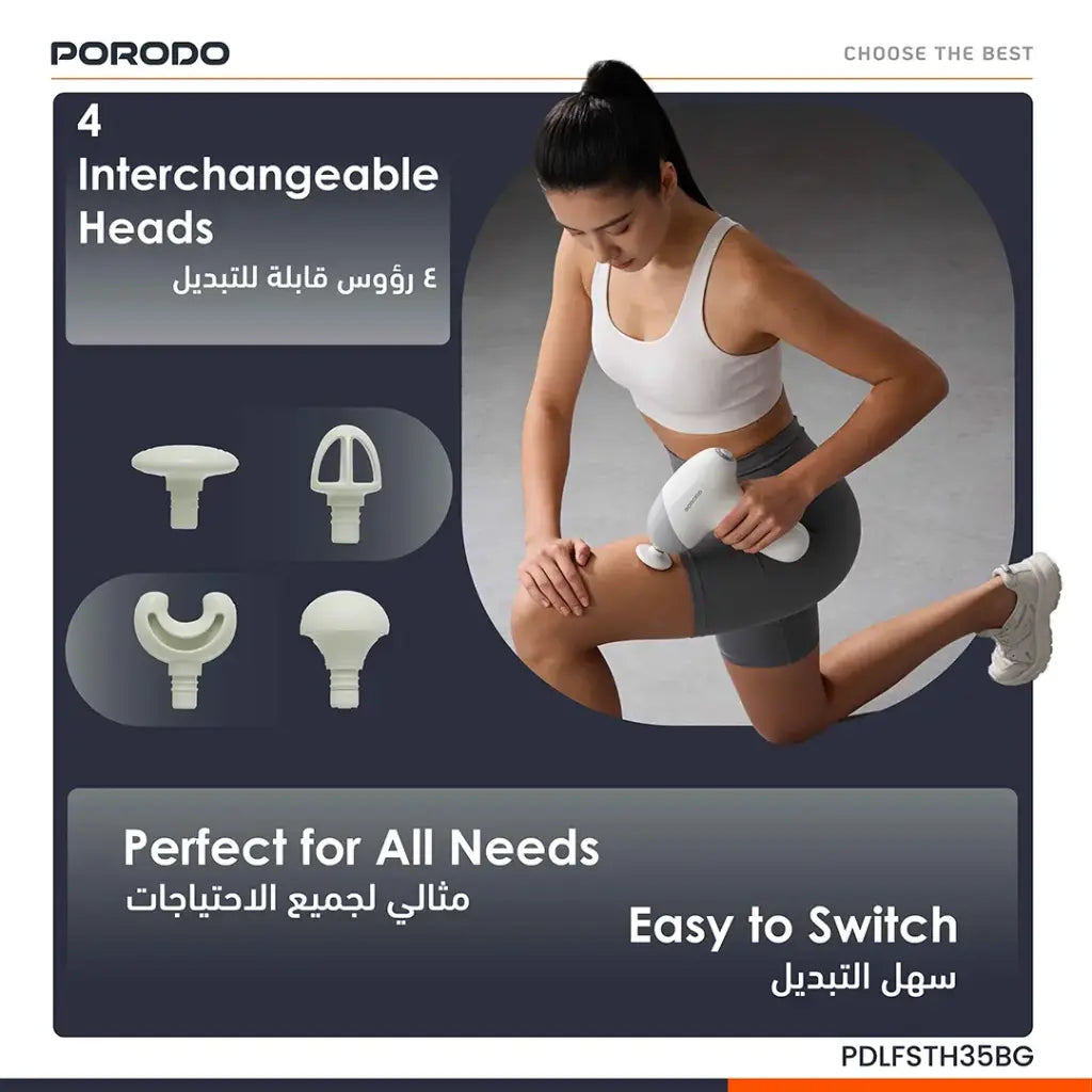 Porodo Lifestyle Cordless Mini Massage Gun - Beige - GulfStore.com