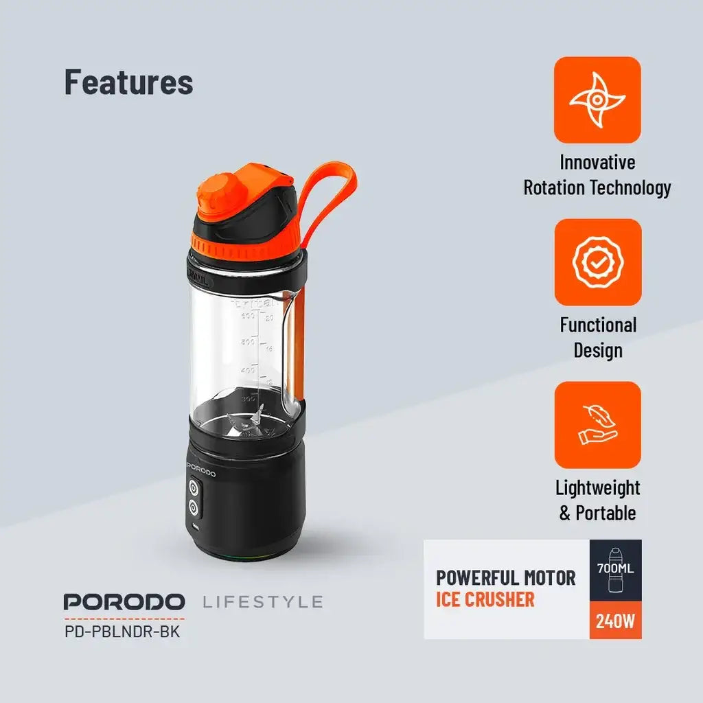 Porodo Lifestyle Dual Spin Clockwise & Reverse Portable Blender (PD-PBLNDR-BK) - GulfStore.com