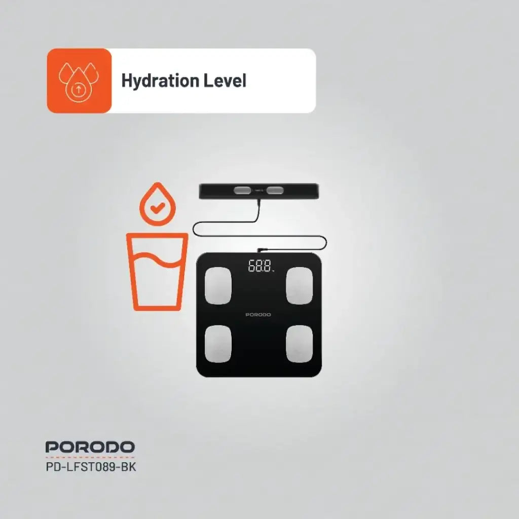 PD-LFST089-BK , Porodo Precise Analysis Smart Scale Lfs089 8 Precision Electrodes -Black - GulfStore.com