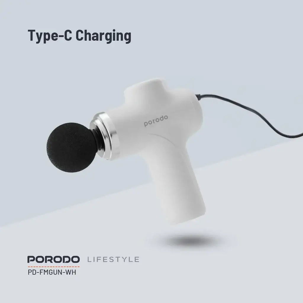 Porodo Lifestyle Precision Handheld Massager with 4 Interchangeable Head - White - GulfStore.com