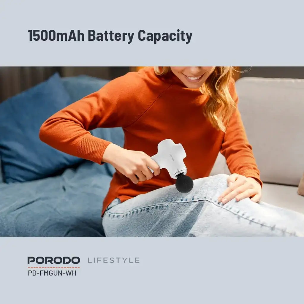 Porodo Lifestyle Precision Handheld Massager with 4 Interchangeable Head - White - GulfStore.com