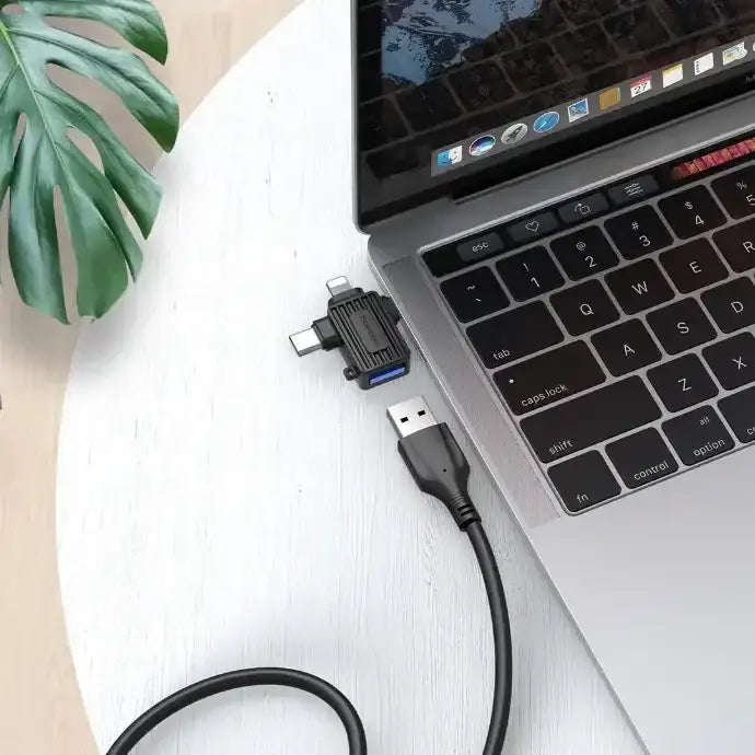 PD-CBL0025-BK , Porodo CBL025 OTG Adapter USB A to Lightning Micro and Type-C - Black - GulfStore.com