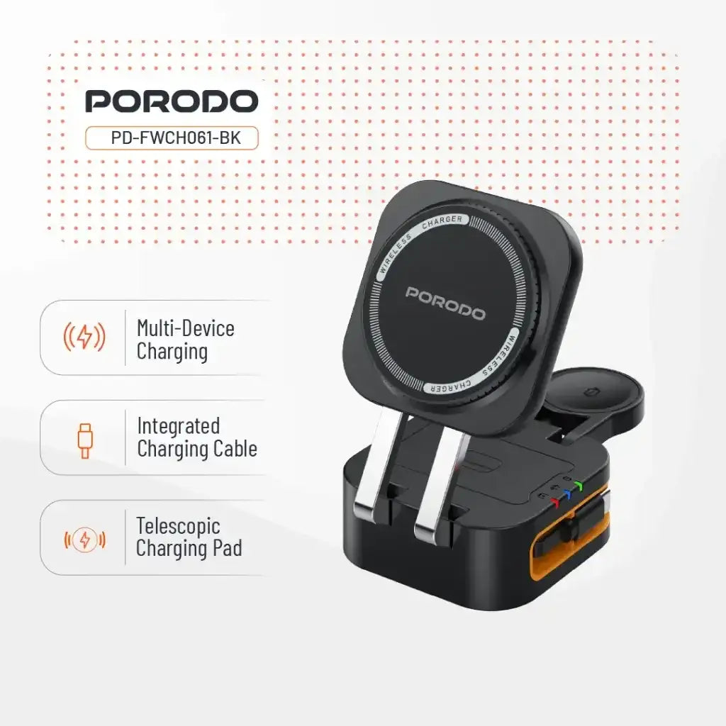 Porodo Pocket-Sized Folding Wireless Charger(PD-FWCH061-BK) - GulfStore.com