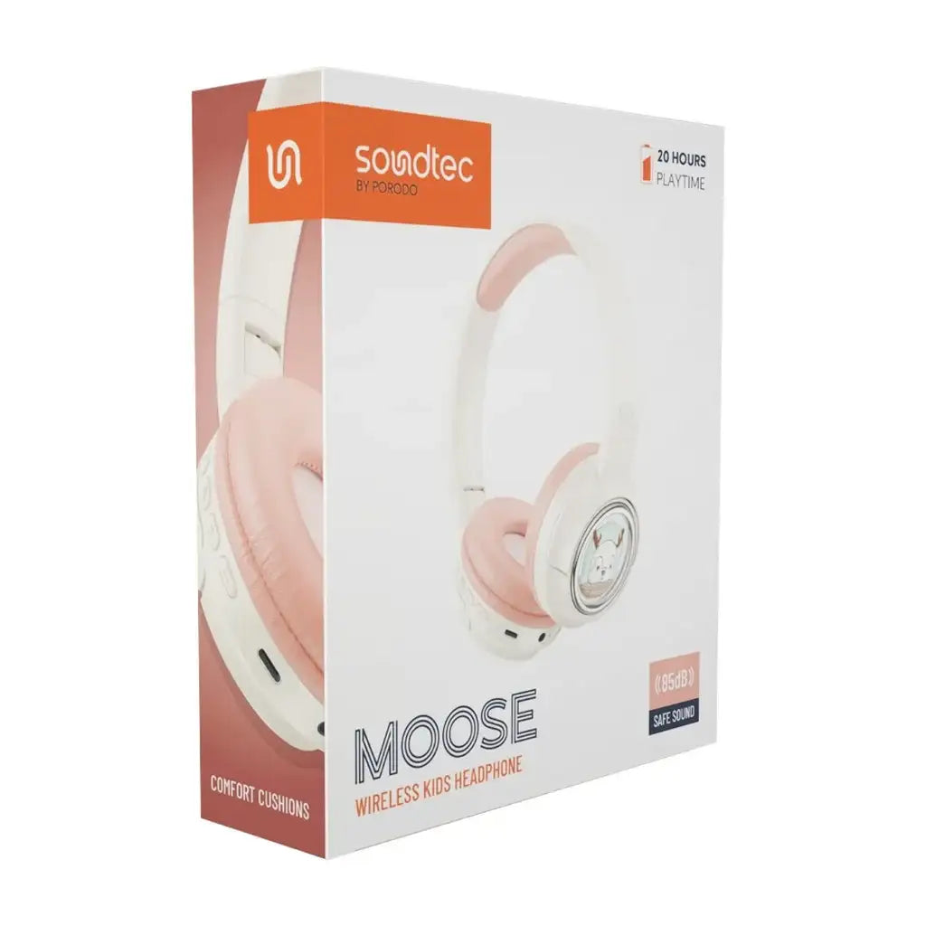 PD-STWLEP027-PK , Porodo Moose Wireless Kids Headphone - Pink - GulfStore.com