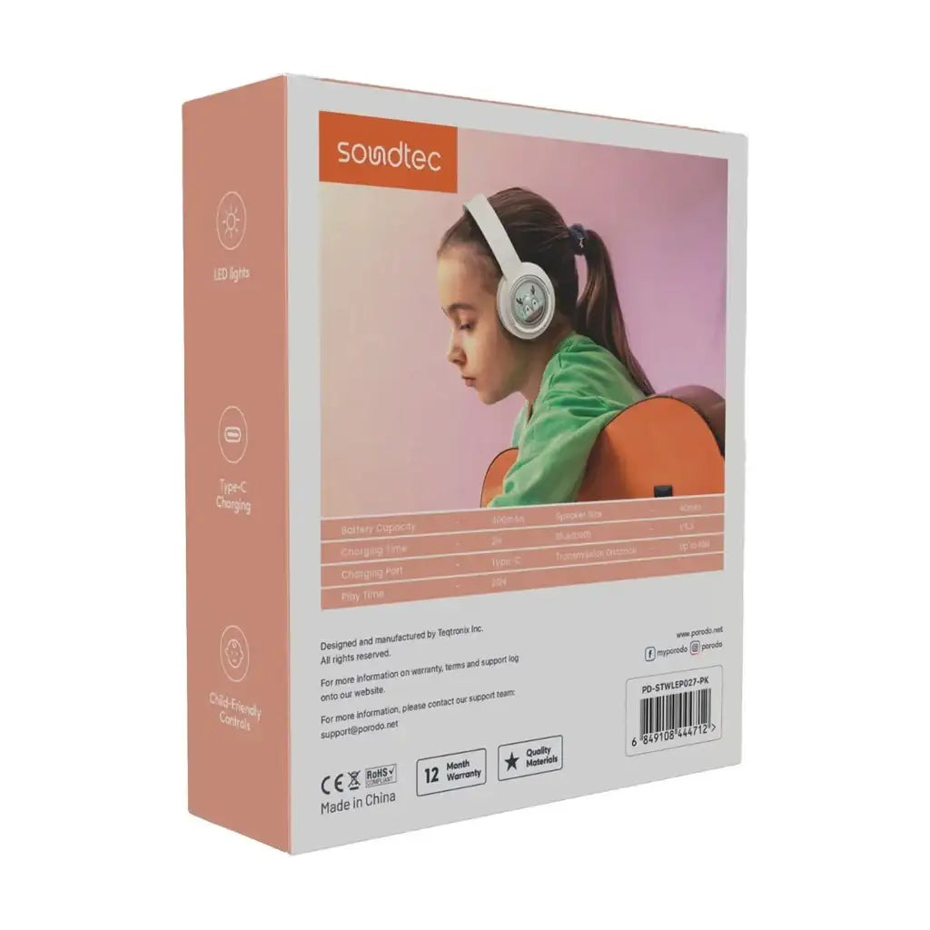 PD-STWLEP027-PK , Porodo Moose Wireless Kids Headphone - Pink - GulfStore.com