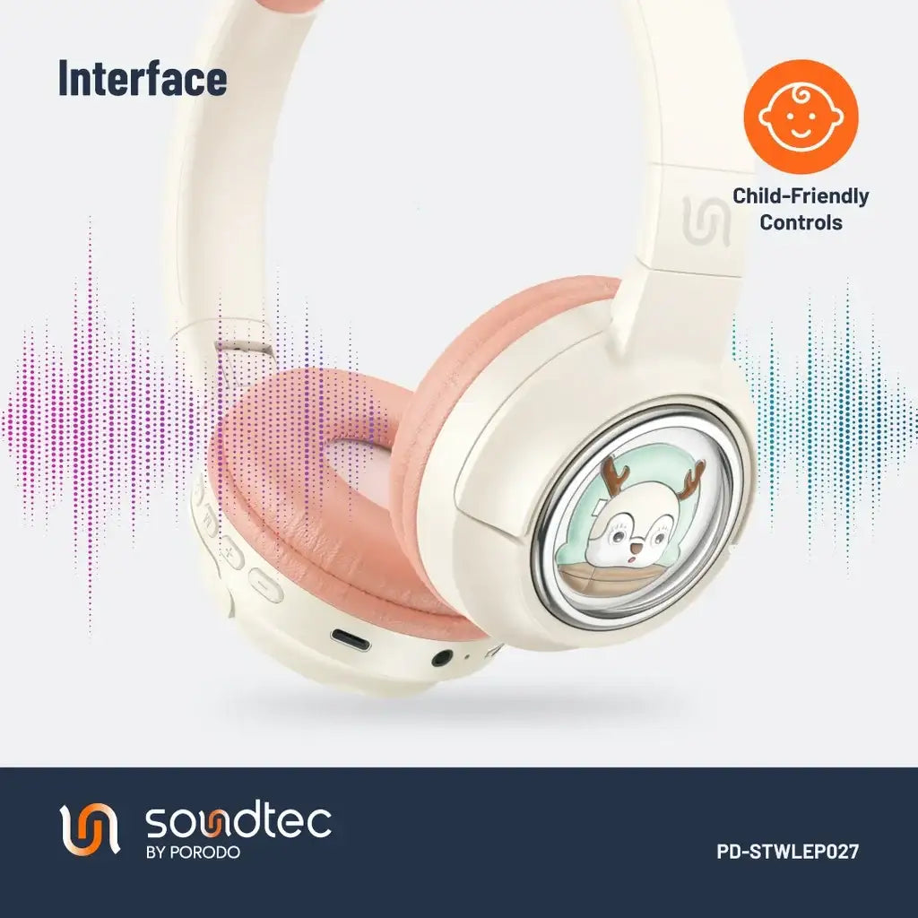 PD-STWLEP027-PK , Porodo Moose Wireless Kids Headphone - Pink - GulfStore.com