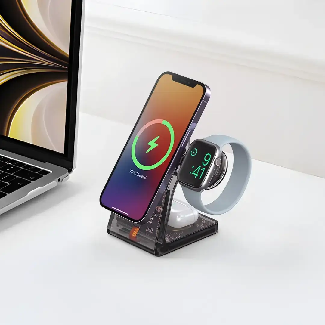 Porodo Transparent Shell Wireless Charging Stand(PD-FWCH062-BK) - GulfStore.com