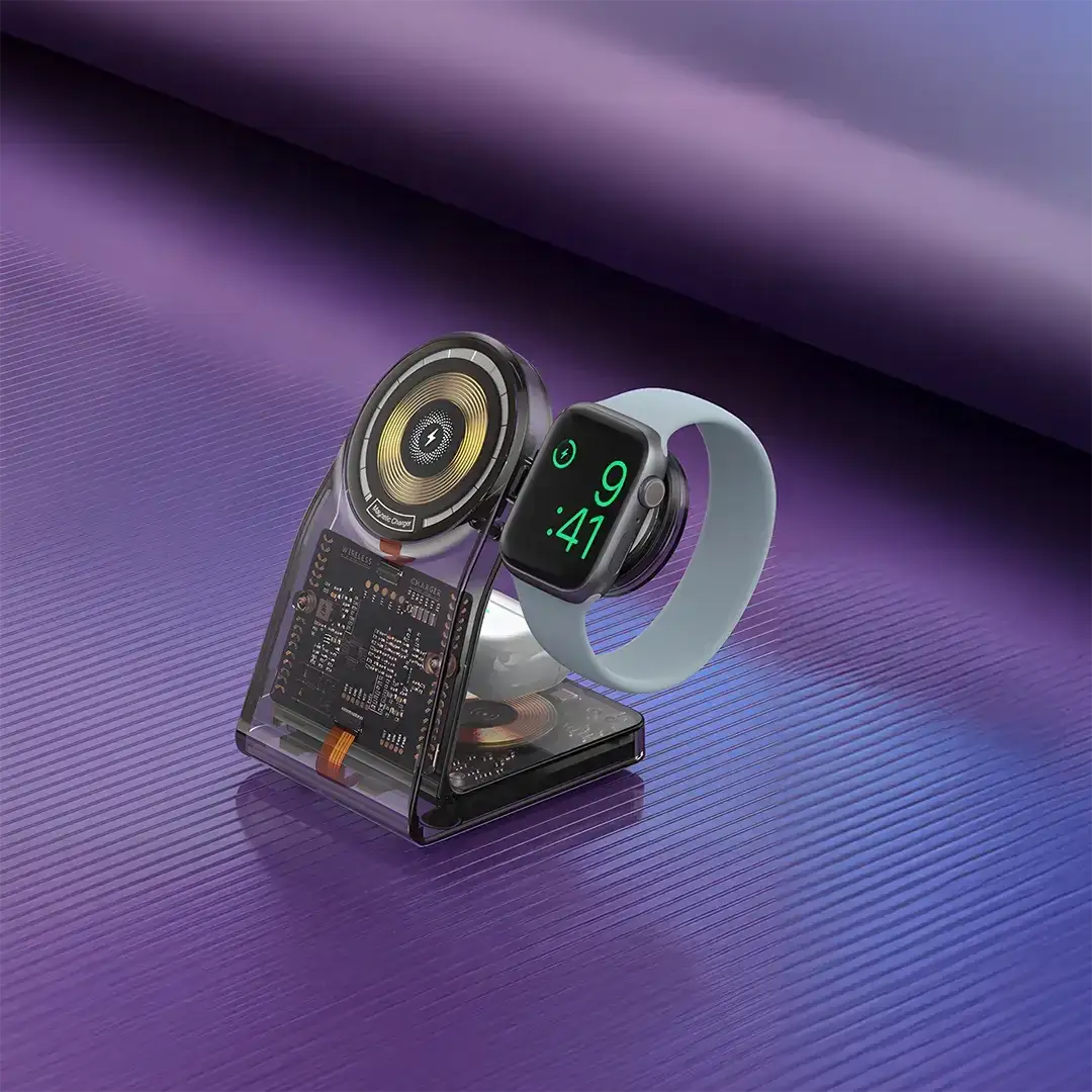 Porodo Transparent Shell Wireless Charging Stand(PD-FWCH062-BK) - GulfStore.com