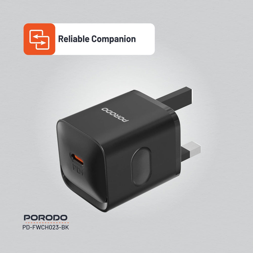 PD-FWCH023-C-BK | Porodo USB-C Power Delivery Wall Charger | Black