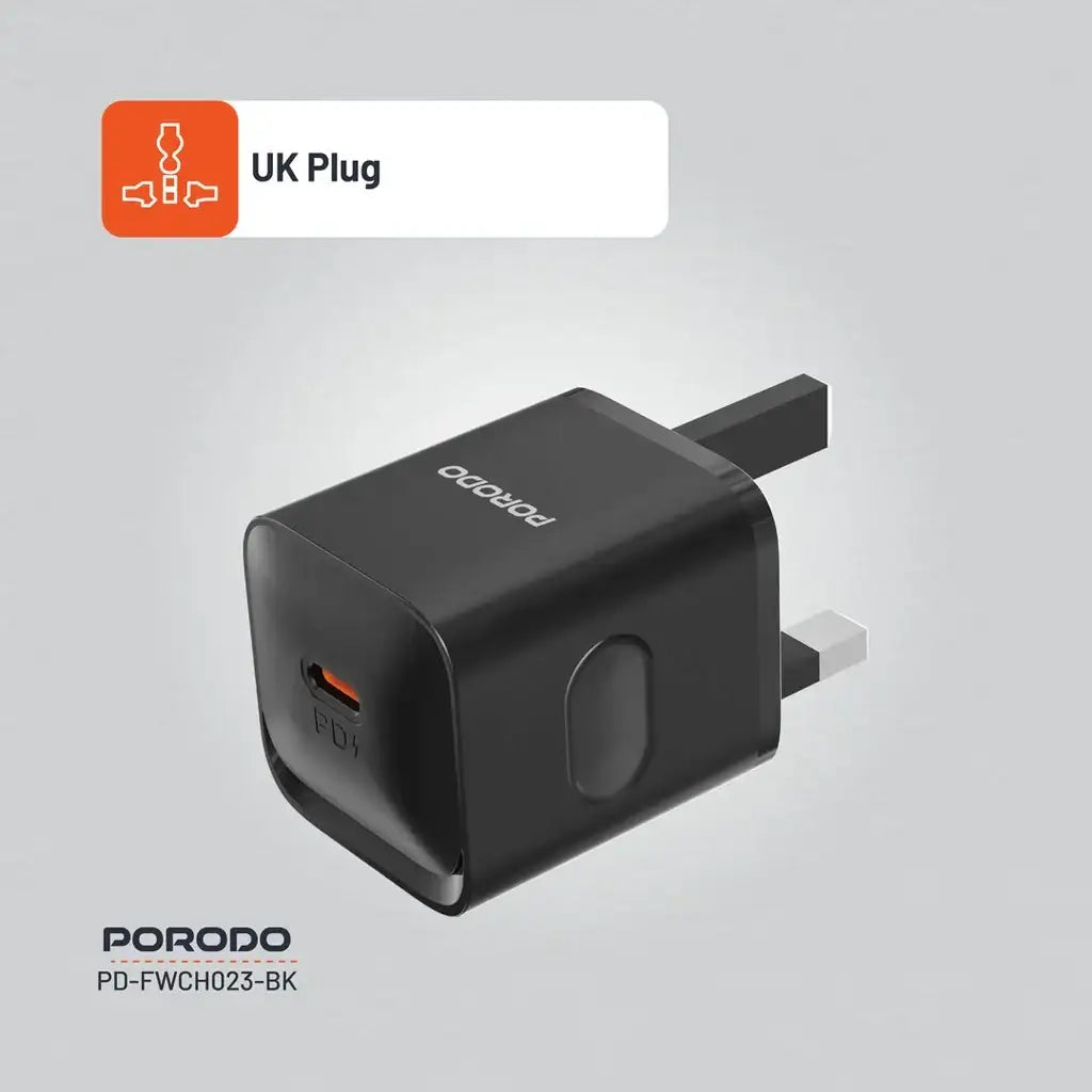 Porodo USB-C Power Delivery Wall Charger (PD-FWCH023-BK) - GulfStore.com