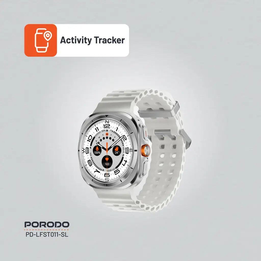PD-LFST011-SL , Porodo Voyager Smart Watch - Silver - GulfStore.com