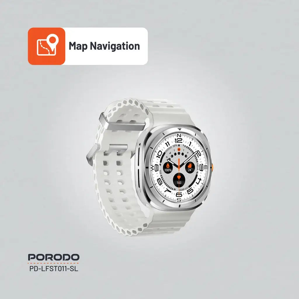PD-LFST011-SL , Porodo Voyager Smart Watch - Silver - GulfStore.com