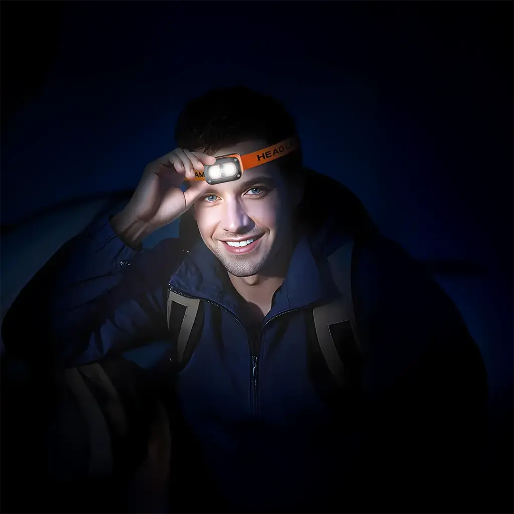 PDHDGO80G | Porodo wave-sensor Rechargeable Led Headlamp - Orange