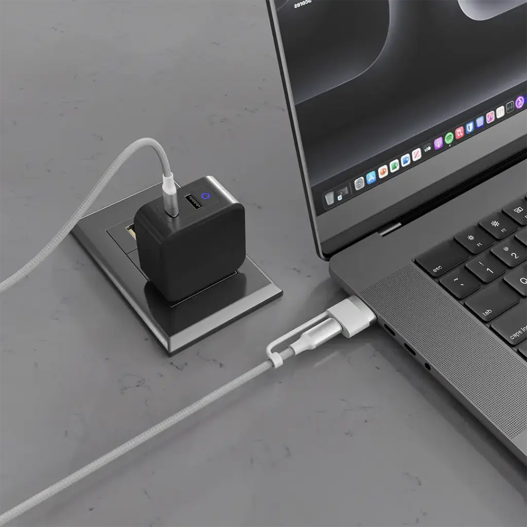 PDCBL0039 | Porodo 2-In-1 Cable Magsafe 3 Charging Cable With USB-C To USB-C 1.2M | White - GulfStore.com