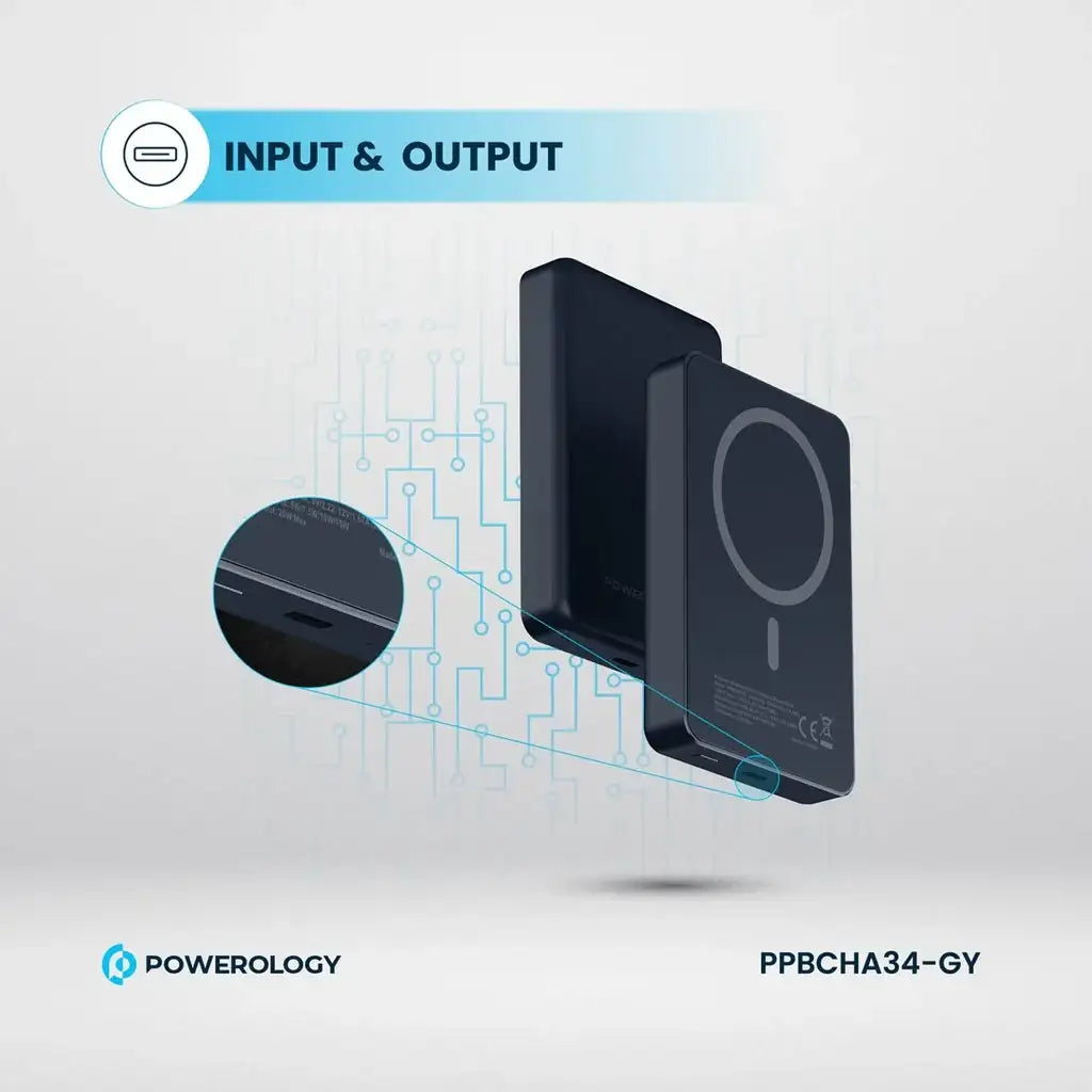 Powerology 10000mAh Magsafe Aluminum Powerbank-Dark Grey - GulfStore.com