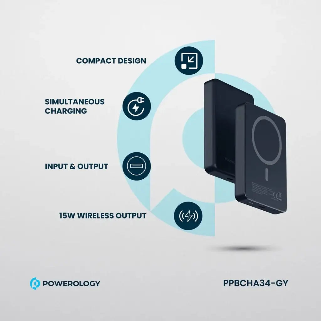 Powerology 10000mAh Magsafe Aluminum Powerbank-Dark Grey - GulfStore.com