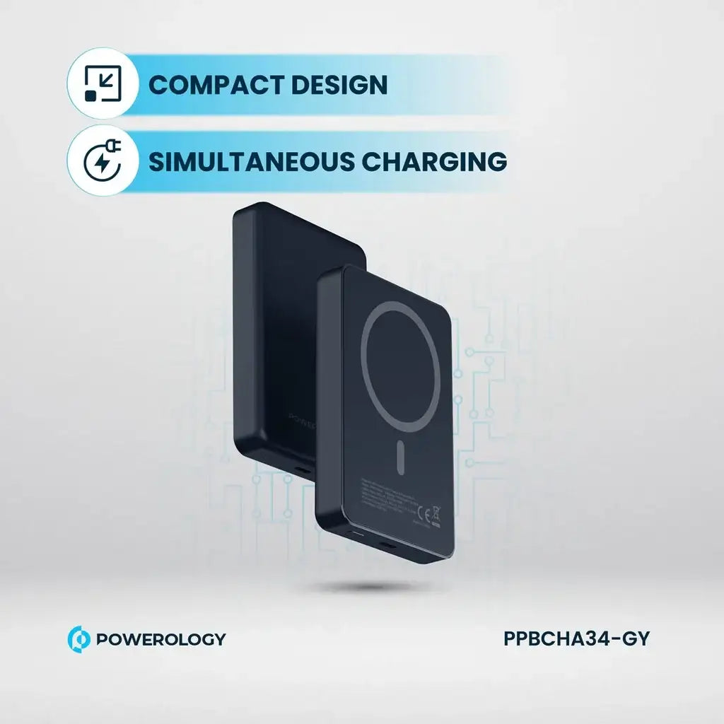 Powerology 10000mAh Magsafe Aluminum Powerbank-Dark Grey - GulfStore.com