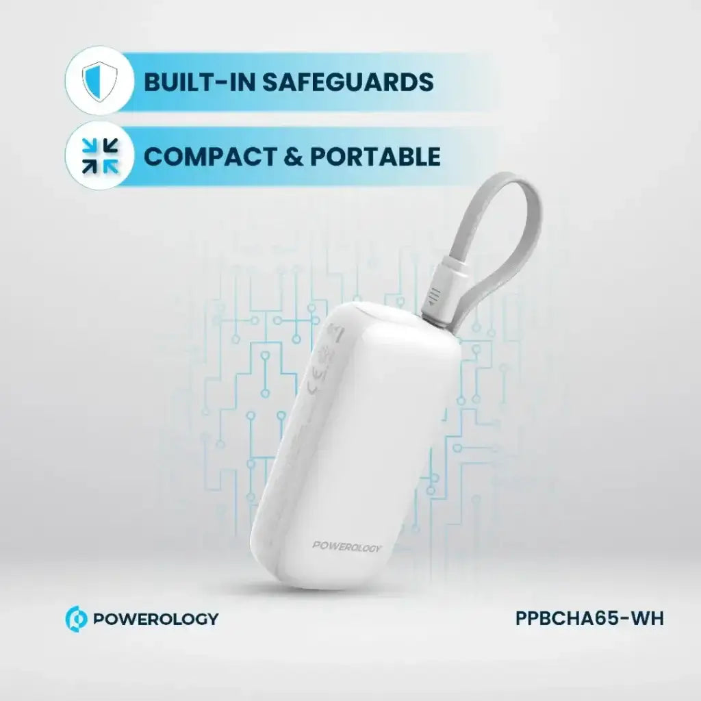 Powerology PD 20W QC 18W PP065 5000mAh power Bank - White - GulfStore.com