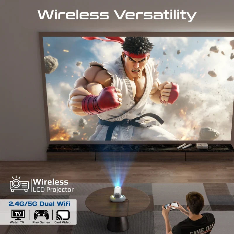 Promate 4K Compatible HD Wireless LCD Projector with Built-In Speaker & Ambient RGB light - GulfStore.com