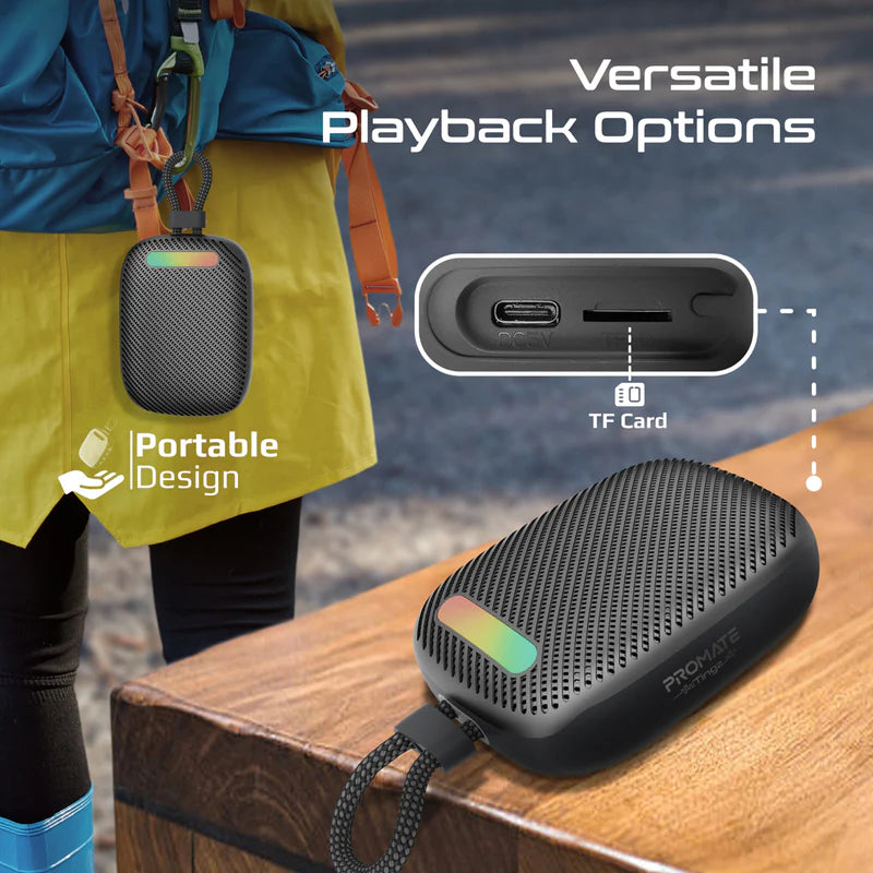 PROMATE CrystalSound™ 7W High-Definition Wireless Speaker• 7W High Definition Sound - Black