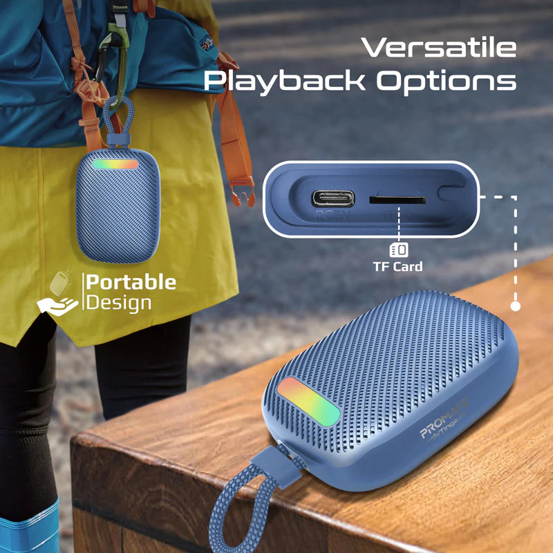 PROMATE CrystalSound™ 7W High-Definition Wireless Speaker• 7W High Definition Sound - Blue