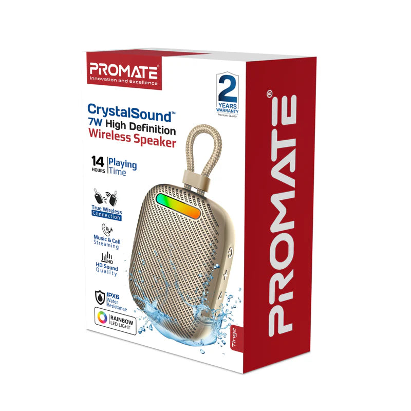 PROMATE CrystalSound™ 7W High-Definition Wireless Speaker• 7W High Definition Sound - Titanium
