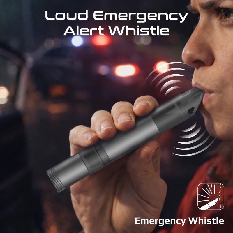PROMATE Vexa 4-in-1 Emergency Safety Tool with LED Flashlight, Window Breaker Hammer, Seatbelt Cutter, Emergency Whistle, Compact Vehicle Escape Tool for Cars
