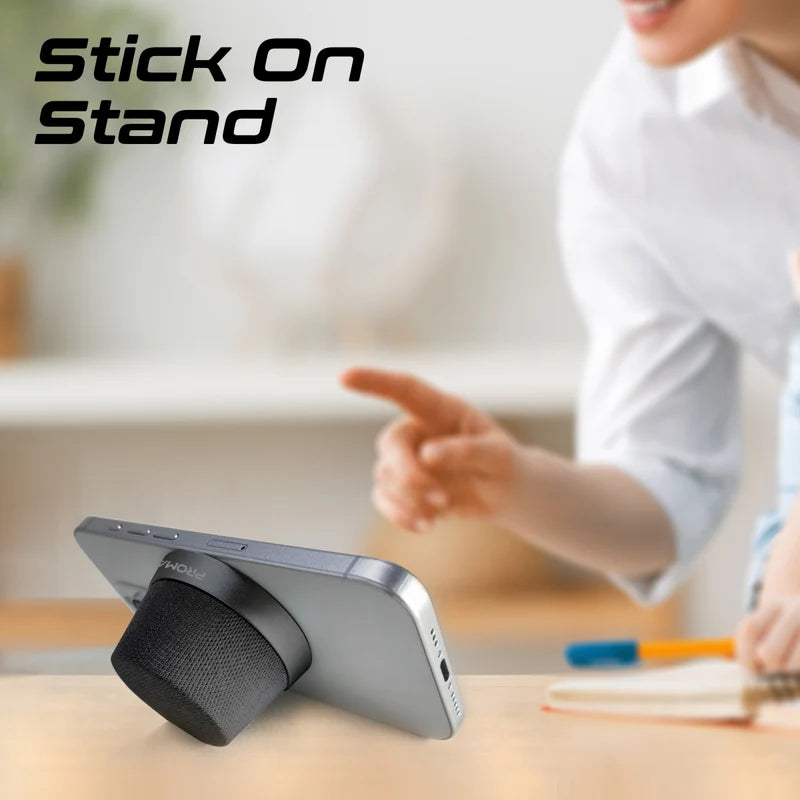 مكبر صوت بلوتوث صغير عالي الدقة من بروميت مع قاعدة متوافقة مع ماج سيف - أسود