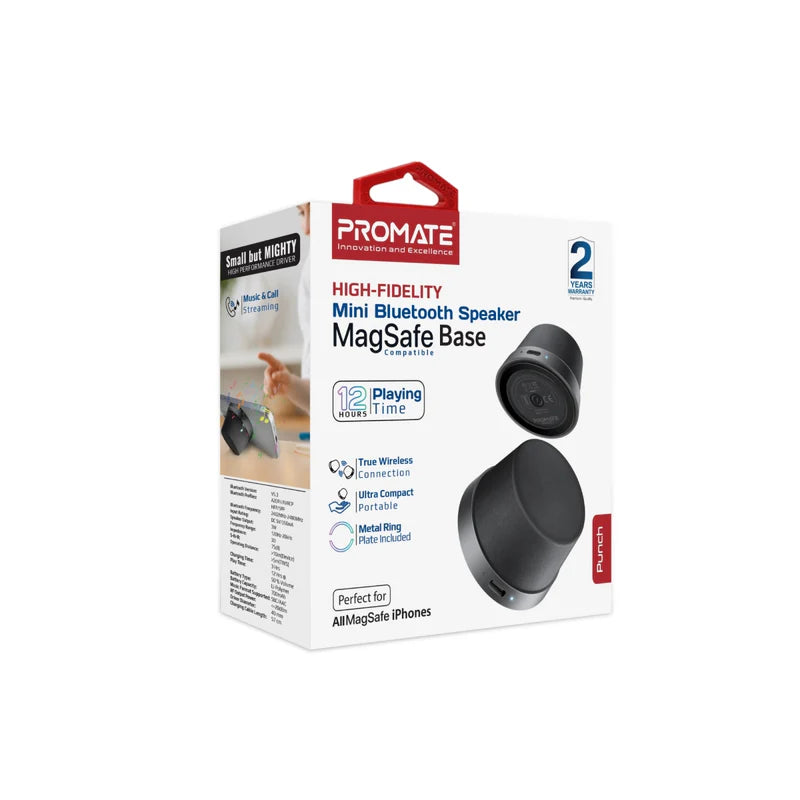 مكبر صوت بلوتوث صغير عالي الدقة من بروميت مع قاعدة متوافقة مع ماج سيف - أسود