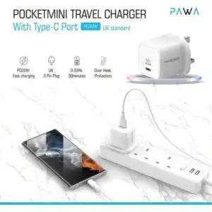 PAWA Pocketmini PD20W Adapter with Type-C Port (PW-PM120WUK-WH) - GulfStore.com