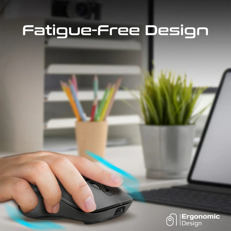ماوس بروميت اللاسلكي القابل لإعادة الشحن ثنائي الوضع مع اتصال بلوتوث وترددات الراديو - أسود