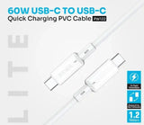PW-BDC312CC-WH | PAWA Lite 60W TypeC to TypeC Quick Charging PVC Cable 1.2M PW122 | White - GulfStore.com