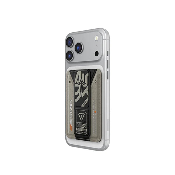 SK-KADO-AEGISGRY | SKINARMA MAGNETIC CARDHOLDER WITH GRIP-STAND KADO | Synthetic Leather | GREY