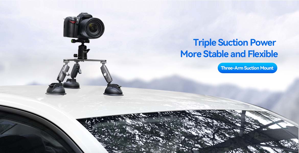 2201088 | TE-TSB-001 | TELESIN Triple Suction cup Mount for cameras