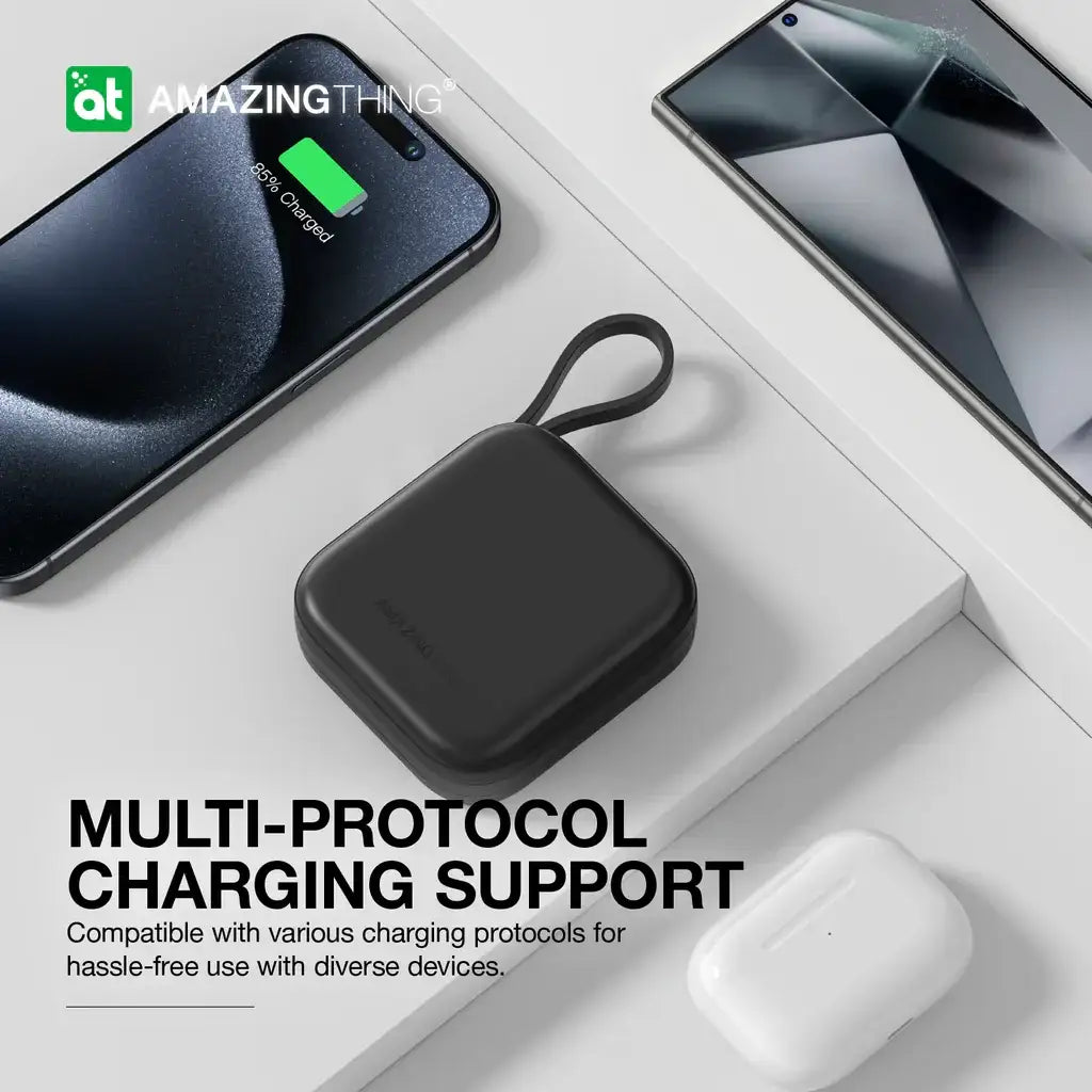 AMAZINGTHING | 17942 | THUNDER Go 10000Mah Power Bank With Built-In 2 Usb-C Cables | Black - GulfStore.com