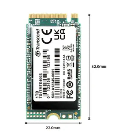 Transcend PCIe 400S - 1TB / Up to 2000/1700 MBps / M.2 2242 / PCIe / SSD (Solid State Drive) - GulfStore.com