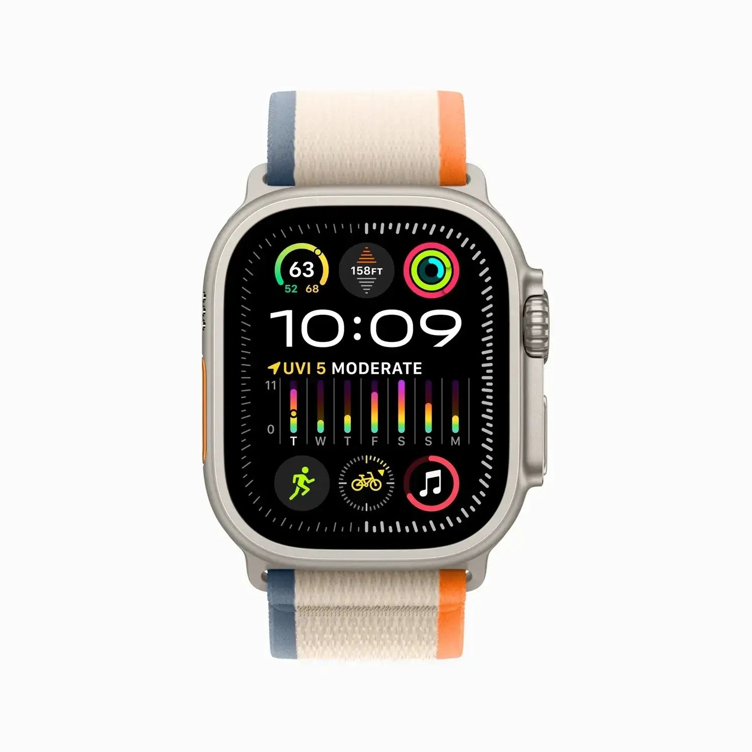 Apple Watch Ultra 2 Titanium Case Size with Orange Loop Band - GulfStore.com