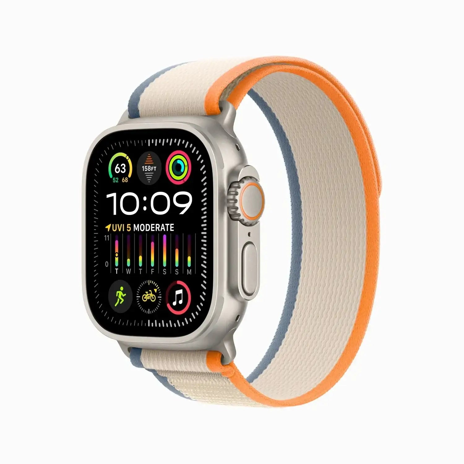 Apple Watch Ultra 2 Titanium Case Size with Orange Loop Band - GulfStore.com