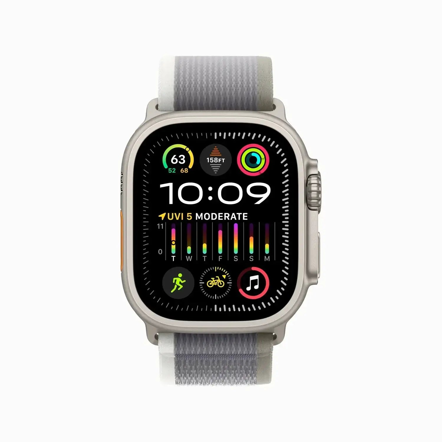 Apple Watch Ultra 2 Titanium Case Size with Green/Gray Loop Band - GulfStore.com